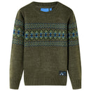 Sweater til børn str. 116 strikket kakifarvet