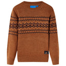 Sweater til børn str. 104 strikket cognacfarvet