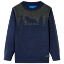 Sweater til børn str. 116 strikket marineblå
