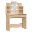 makeupbord med LED-lys 96x40x142 cm sonoma-eg