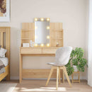 makeupbord med LED-lys 96x40x142 cm sonoma-eg