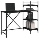 computerbord med hylder 120x47x109 cm sort