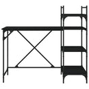 computerbord med hylder 120x47x109 cm sort