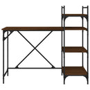 computerbord med hylder 120x47x109 cm brun egetræsfarve