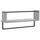 væghylde med stang 65x25x30 cm grå sonoma-eg