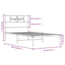 sengeramme med sengegavl 90x200 cm metal sort