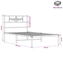 sengeramme med sengegavl 100x200 cm metal sort