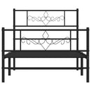 sengeramme med sengegavl og fodgærde 90x190 cm metal sort