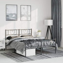 sengeramme med sengegavl og fodgærde 135x190 cm metal sort