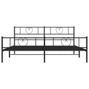 sengeramme med sengegavl og fodgærde 200x200 cm metal sort