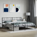 sengeramme med sengegavl og fodgærde 200x200 cm metal sort