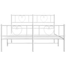 sengeramme med sengegavl og fodgærde 150x200 cm metal hvid