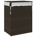 vasketøjskurv med låg 46x33x60 cm polyrattan mørkebrun