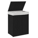vasketøjskurv med låg 46x33x60 cm polyrattan sort
