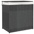 vasketøjskurv med 2 sektioner 53x35x57 cm polyrattan grå