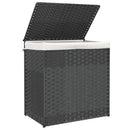 vasketøjskurv med 2 sektioner 53x35x57 cm polyrattan grå
