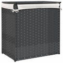 vasketøjskurv med 2 sektioner 53x35x57 cm polyrattan grå