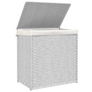 vasketøjskurv med 2 sektioner 53x35x57 cm polyrattan hvid