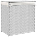 vasketøjskurv med 2 sektioner 53x35x57 cm polyrattan hvid