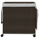 vasketøjskurv med hjul 60x35x60,5 cm rattan mørkebrun