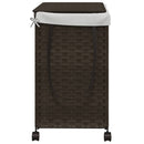 vasketøjskurv med hjul 60x35x60,5 cm rattan mørkebrun