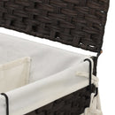 vasketøjskurv med hjul 60x35x60,5 cm rattan mørkebrun