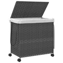 vasketøjskurv med hjul 60x35x60,5 cm rattan grå
