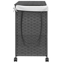 vasketøjskurv med hjul 60x35x60,5 cm rattan grå
