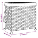 vasketøjskurv med hjul 60x35x60,5 cm rattan grå