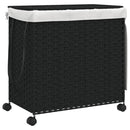 vasketøjskurv med hjul 60x35x60,5 cm rattan sort