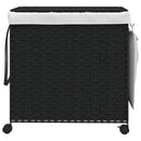 vasketøjskurv med hjul 60x35x60,5 cm rattan sort