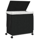 vasketøjskurv med hjul 60x35x60,5 cm rattan sort