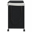 vasketøjskurv med hjul 60x35x60,5 cm rattan sort