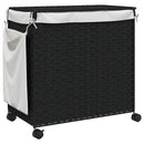 vasketøjskurv med hjul 60x35x60,5 cm rattan sort