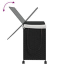 vasketøjskurv med hjul 60x35x60,5 cm rattan sort