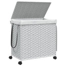vasketøjskurv med hjul 60x35x60,5 cm rattan hvid