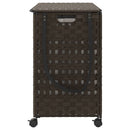 vasketøjskurv med hjul 66x35x60 cm rattan mørkebrun