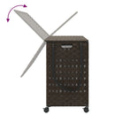 vasketøjskurv med hjul 66x35x60 cm rattan mørkebrun