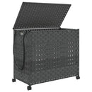 vasketøjskurv med hjul 66x35x60 cm rattan grå