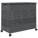 vasketøjskurv med hjul 66x35x60 cm rattan grå