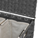 vasketøjskurv med hjul 66x35x60 cm rattan grå