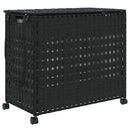 vasketøjskurv med hjul 66x35x60 cm rattan sort