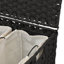 vasketøjskurv med hjul 66x35x60 cm rattan sort