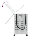 vasketøjskurv med hjul 66x35x60 cm rattan hvid