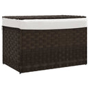 vasketøjskurv med låg 55,5x35x34 cm polyrattan mørkebrun