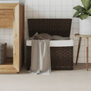vasketøjskurv med låg 55,5x35x34 cm polyrattan mørkebrun