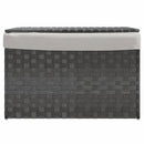 vasketøjskurv med låg 55,5x35x34 cm polyrattan grå