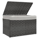 vasketøjskurv med låg 55,5x35x34 cm polyrattan grå