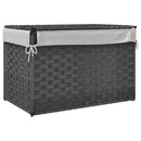 vasketøjskurv med låg 55,5x35x34 cm polyrattan grå