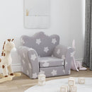 sovesofa til børn blødt plys med stjerner lysegrå